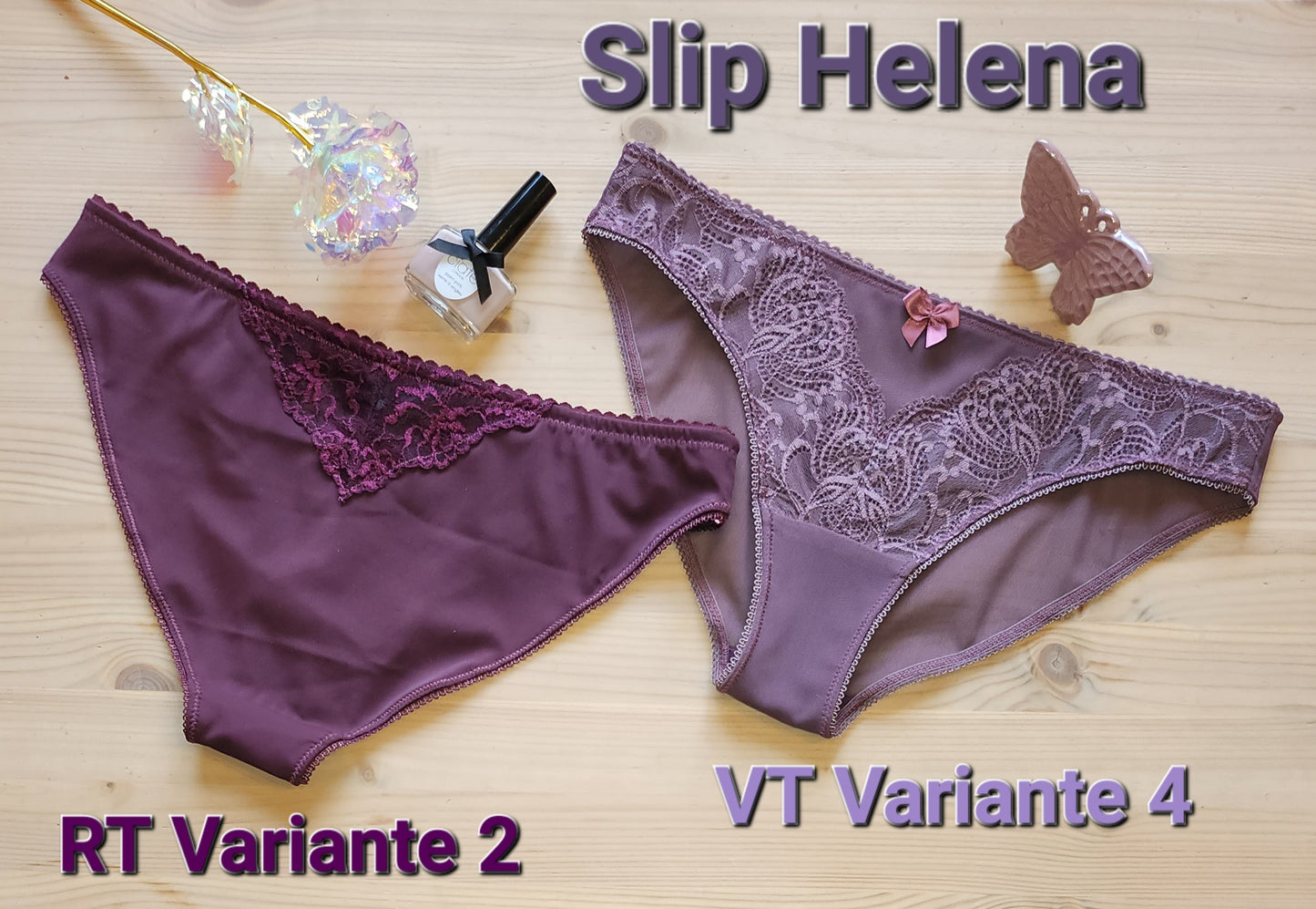 Sewing pattern of Lingeriememade Slip Helena Gr. 32 - 52, German / German. PDF E-Book Slip/ Sewing women's panties with 16 variations. IDsmx3