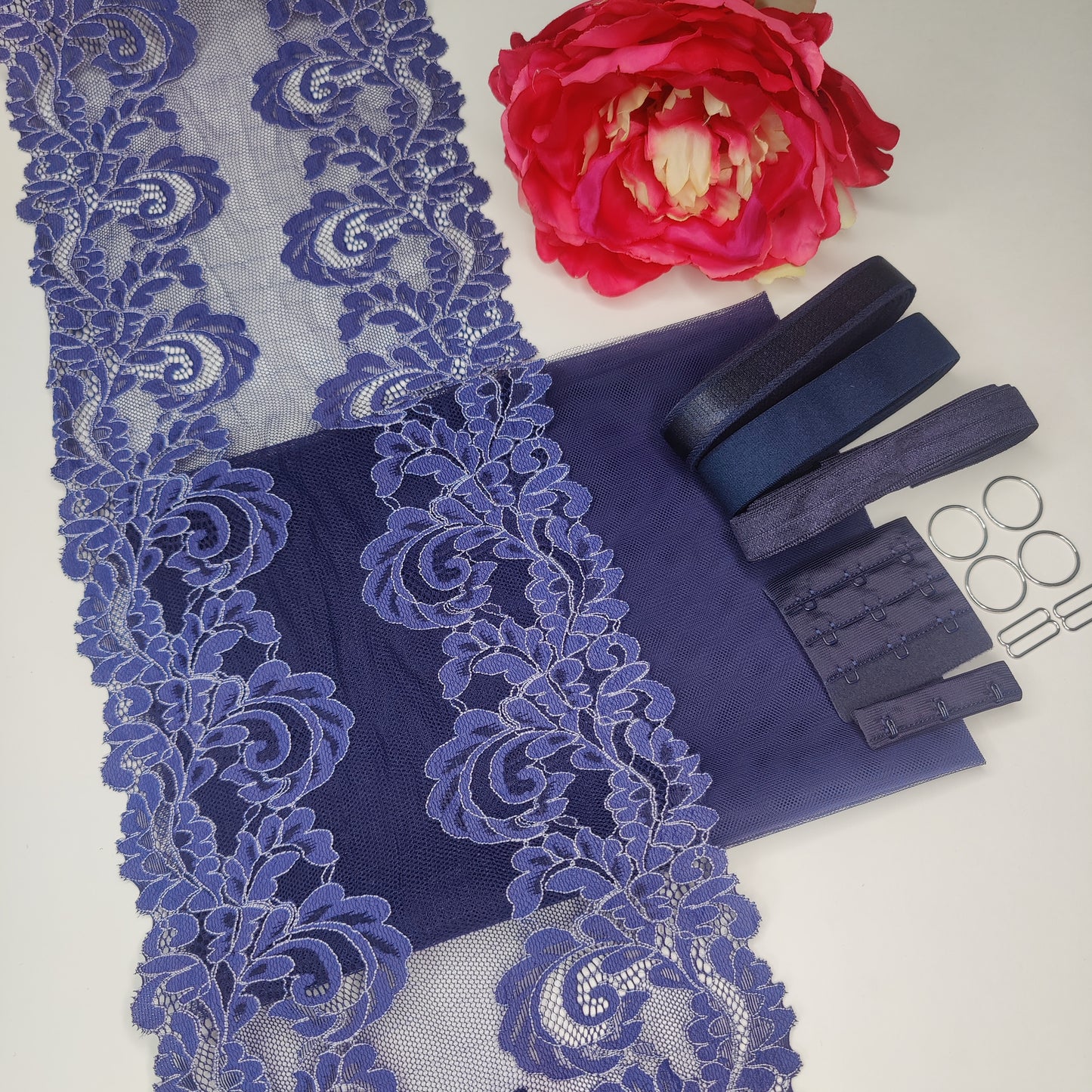 SAHAARA BRA sewing package with <tc>lace</tc>. View C: Full lace. Midnight blue