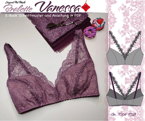 Sewing set for bralette Vanessa / sewing package with <tc>lace</tc> berry IDvx21