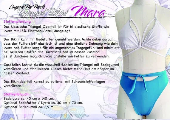 Schnittmuster Triangel Bikini Oberteil Mara, 4 Variationen, deutsch / german IDsmx3 LingerieMeMade