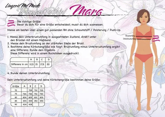 Schnittmuster Triangel Bikini Oberteil Mara, 4 Variationen, deutsch / german IDsmx3 LingerieMeMade