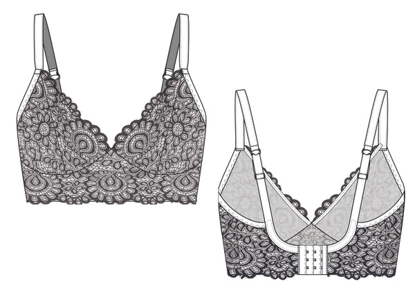SAHAARA BRA sewing package with <tc>lace</tc>. View C: Full lace. Midnight blue