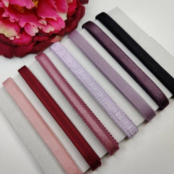 10 mm BH-Trägerband in rosa, himbeere, weintraube, lavender, flieder, schwartz IDtrx20