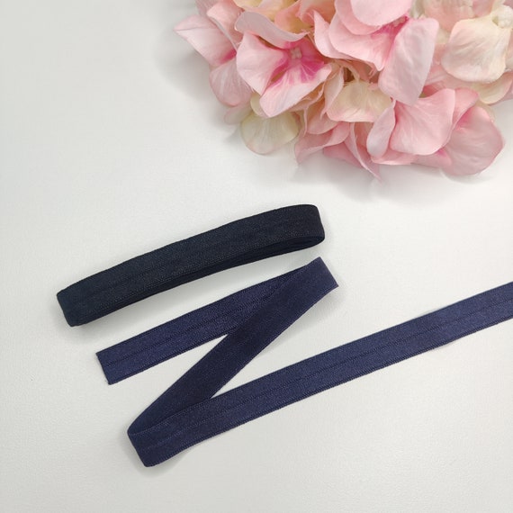 1M folding rubber/edging rubber, elastic edging tape, FOE, 14 mm, black, midnight blue IDelx19