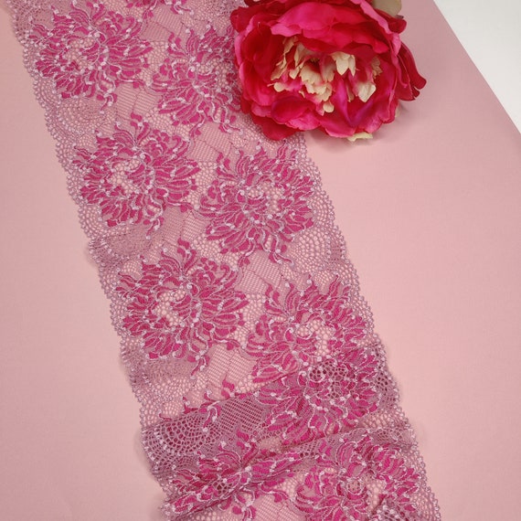 elastische Spitze in pink flamingo, Preis per 1/2 Meter IDsx4