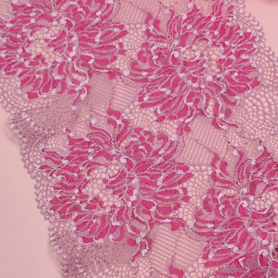elastische Spitze in pink flamingo, Preis per 1/2 Meter IDsx4