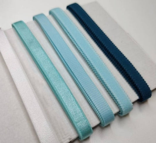 10 mm bra strap, strap elastic in white, aqua, ocean blue, petrol/ strap elastic 1 cm IDtrx20