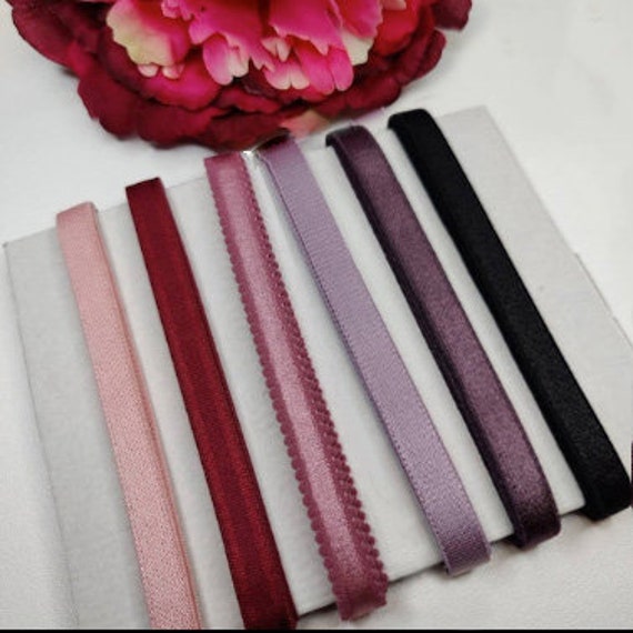 10 mm BH-Trägerband in rosa, himbeere, weintraube, lavender, flieder, schwartz IDtrx20