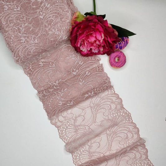 elastic <tc>lace</tc> in powder pink, price per 1/2 meter IDsx4