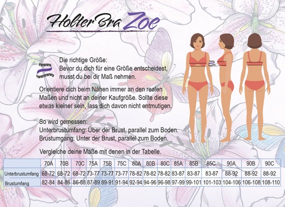 Schnittmuster Holterbra Zoe deutsch Größen 70-90, A-B-C  oder als Sport BH bzw. Badebikini IDsmx3 LingerieMeMade