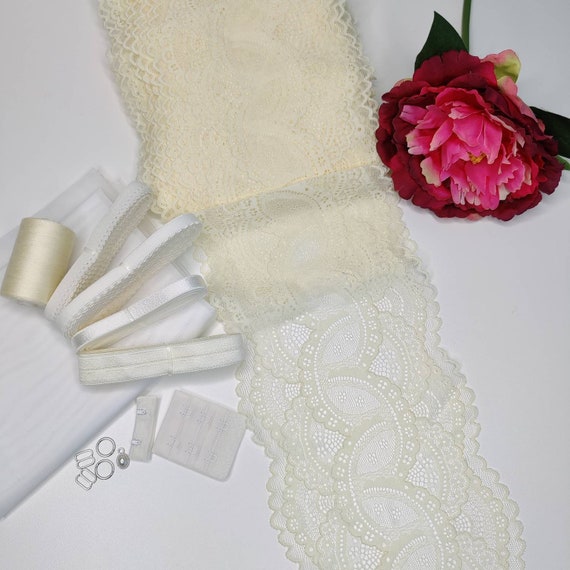 Last chance: Sewing kit for bra and panties / sewing package with <tc>lace</tc> and tulle Buttermilk Delight IDnsx1
