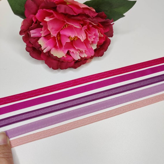 10-12 mm BH-Trägerband/ strap elastic pink, magenta, lavendel, Flieder, lachsrosa, salmon pink, lavender IDtrx20