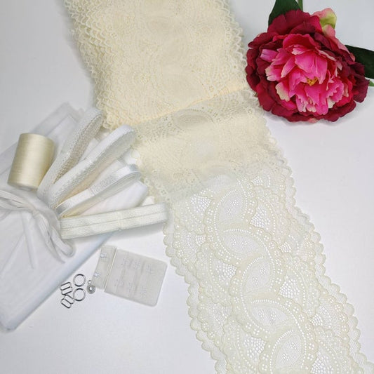 Last chance: Sewing kit for bra and panties / sewing package with <tc>lace</tc> and tulle Buttermilk Delight IDnsx1
