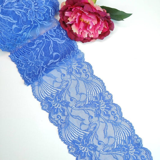 elastic lace, lace border Kornblume/corn flower, blue. Price per 1/2 meter IDsx4