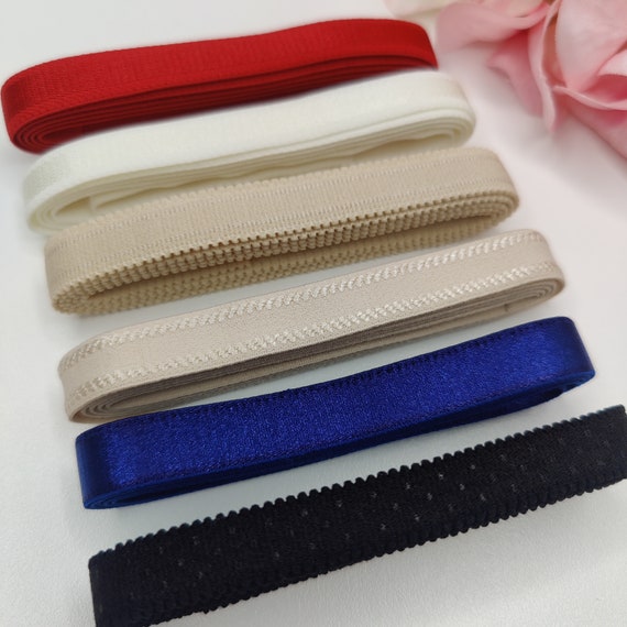 13 mm BH-Trägerband, Trägergummi, Strap elastic rot, off-white, beige, blau, schwarz IDtrx20
