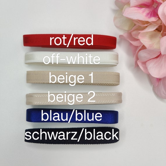 13 mm BH-Trägerband, Trägergummi, Strap elastic rot, off-white, beige, blau, schwarz IDtrx20